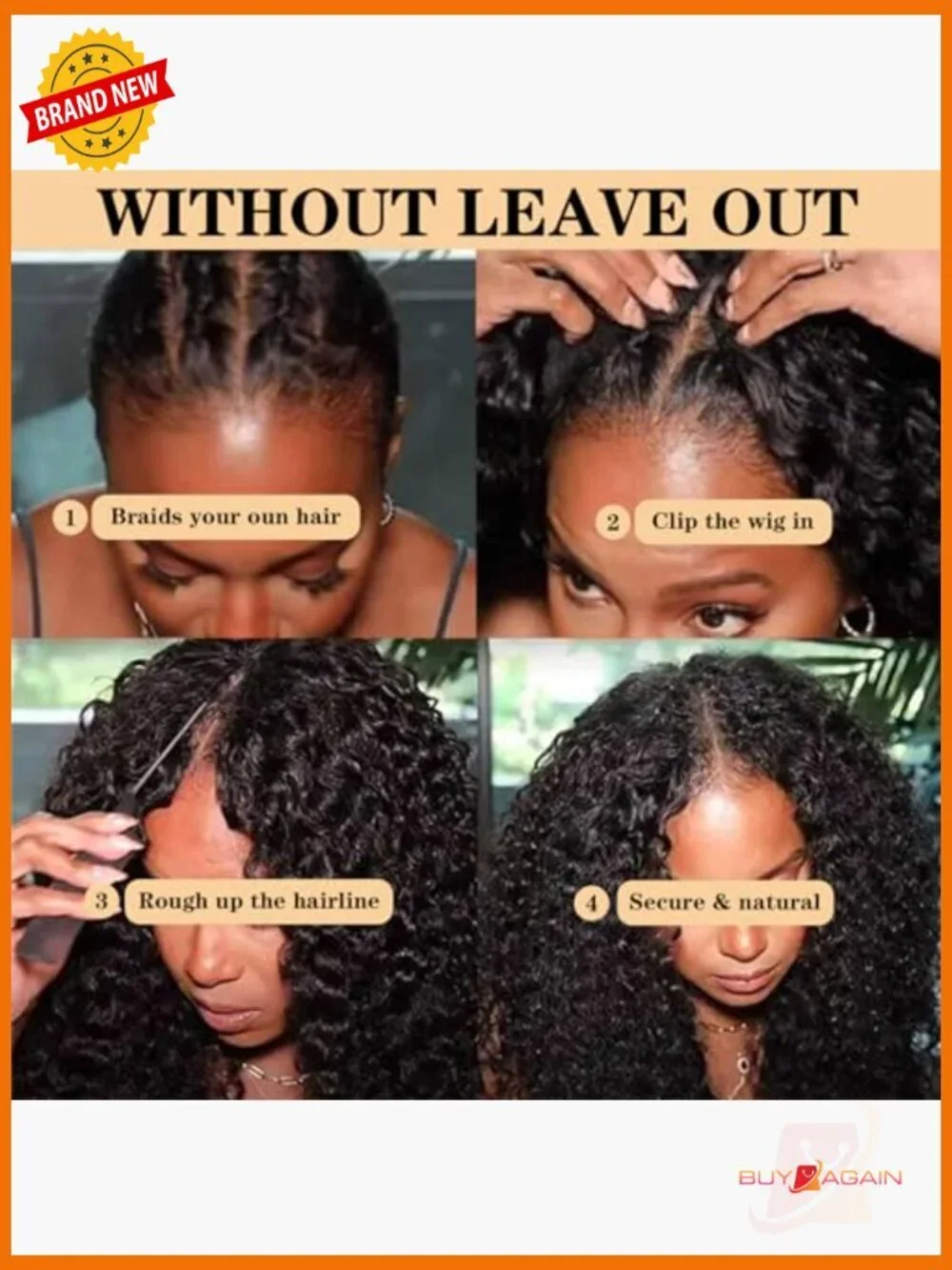 V Part Wig Human Hair Deep Wave 24